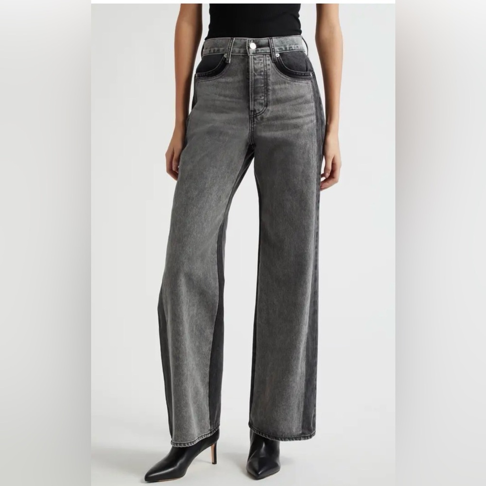 NWT Veronica Beard Taylor Two-Tone High Waist Jean Volcanic Stone Colorblock -28